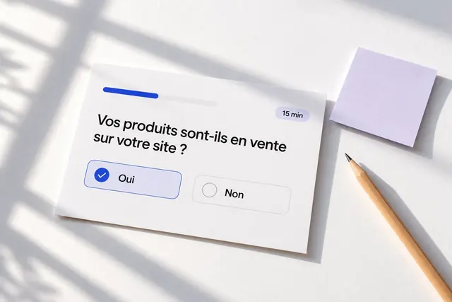 Une carte de formulaire : « Vos produits sont-ils en vente sur votre site ? »